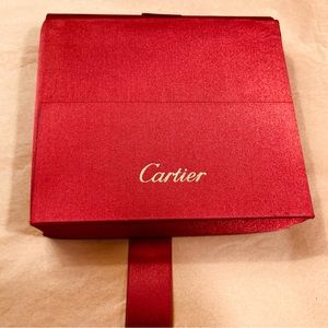 Cartier, scarlet red & gold satin envelope gift box with DVD of Cartier watches